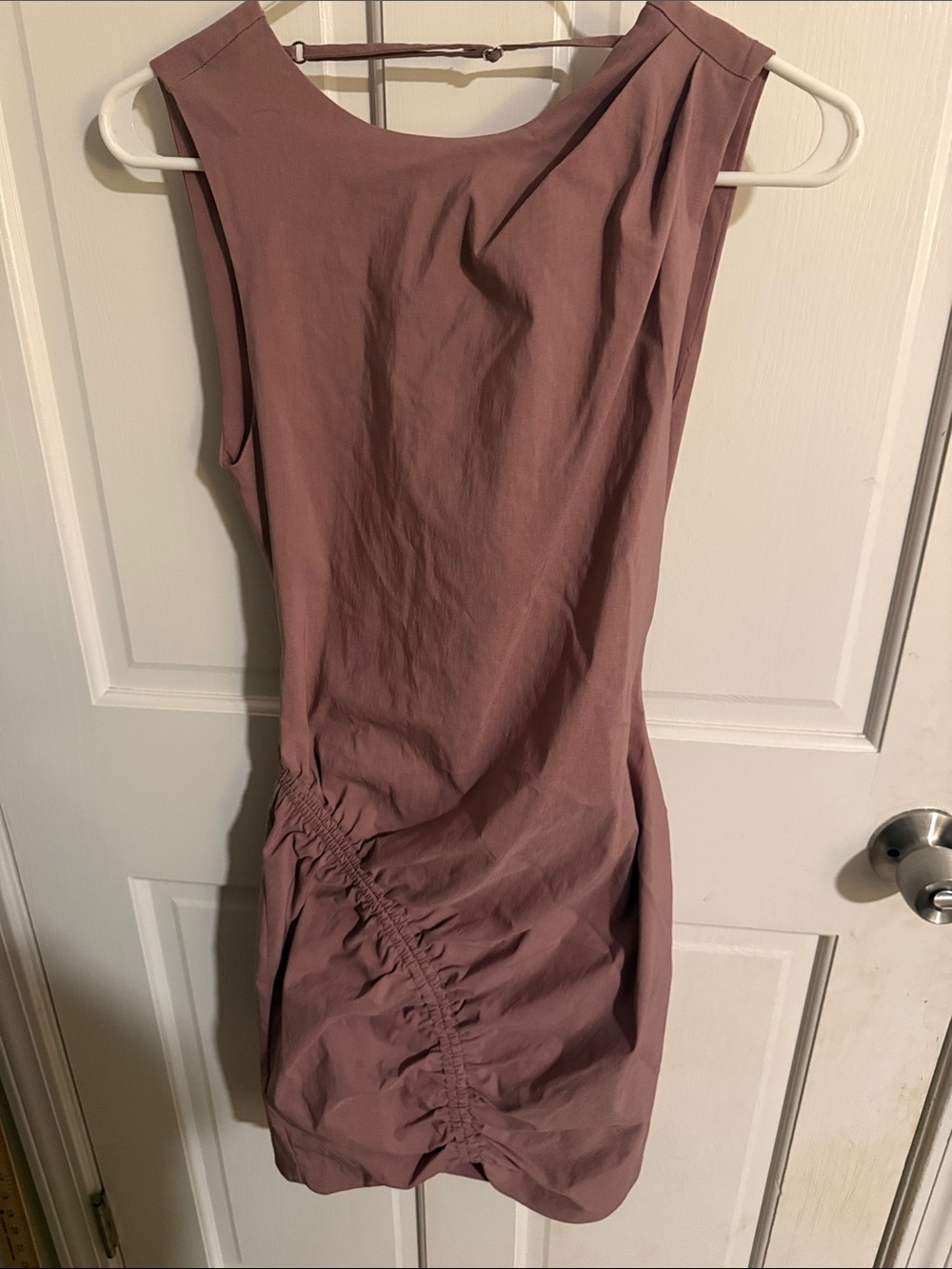 Zara Dusty Mauve Sleeveless Ruched Mini Dress